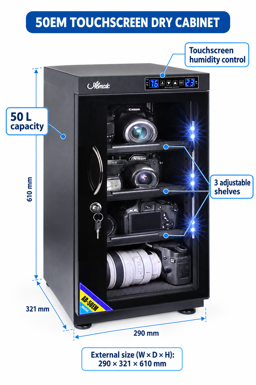 50EM 50L Touchscreen Electronic Dry Cabinet | ABMCDC