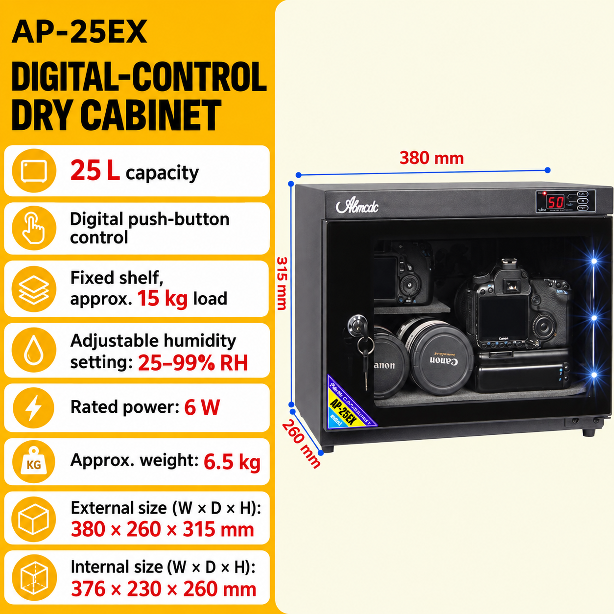 English AP-25EX digital-control cabinet specifications and dimensions